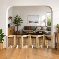 Practical 6-Panel Foldable Dog Gate for Indoor Use