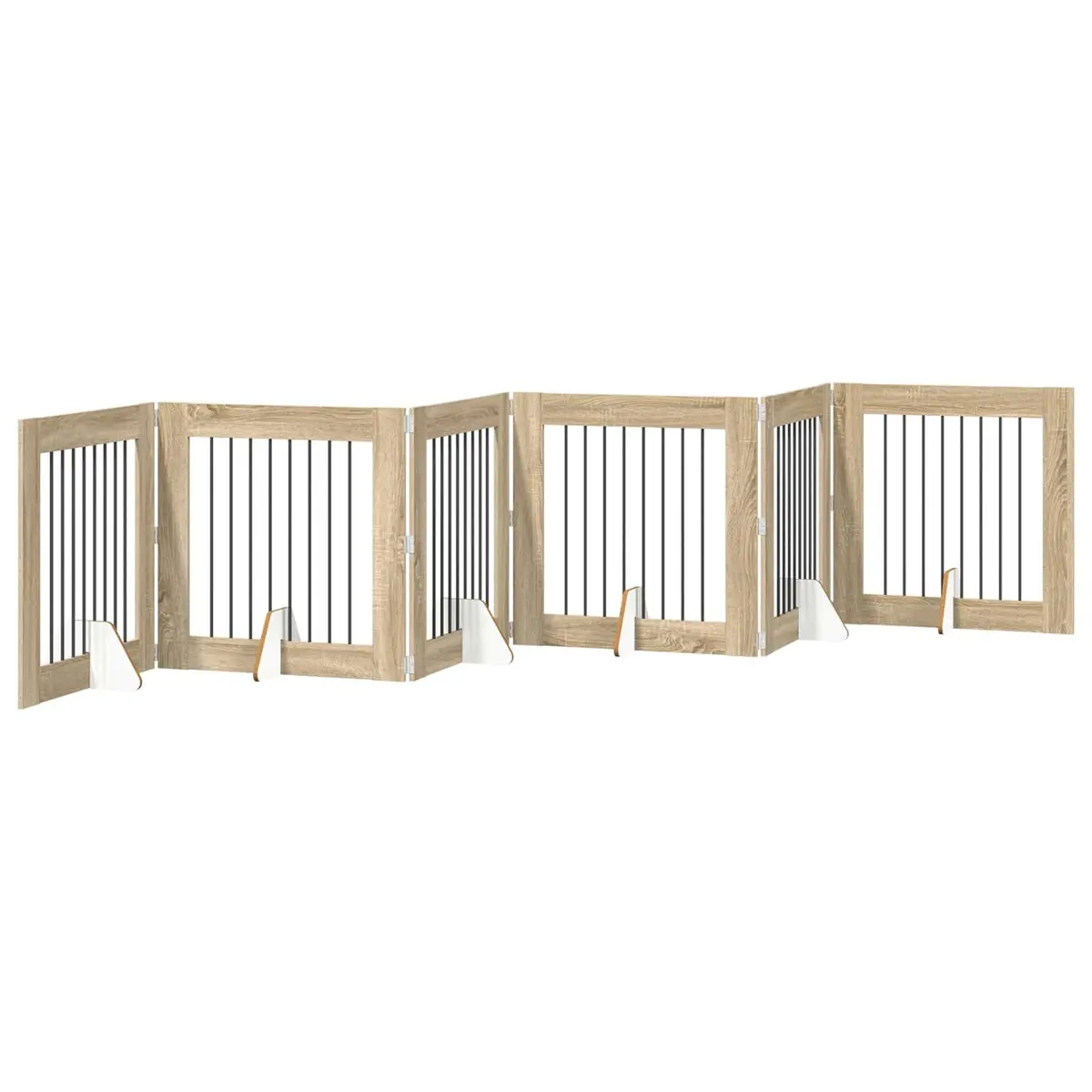 Foldable Dog Gate with Stands Engineered Wood and Galvanized Steel 482 cm Sonoma Oak 6 Piece Pet Barrier Room Divider