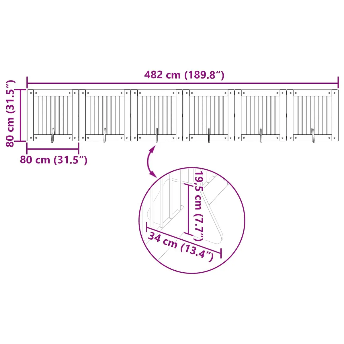 6-Panel Dog Gate for Home Use