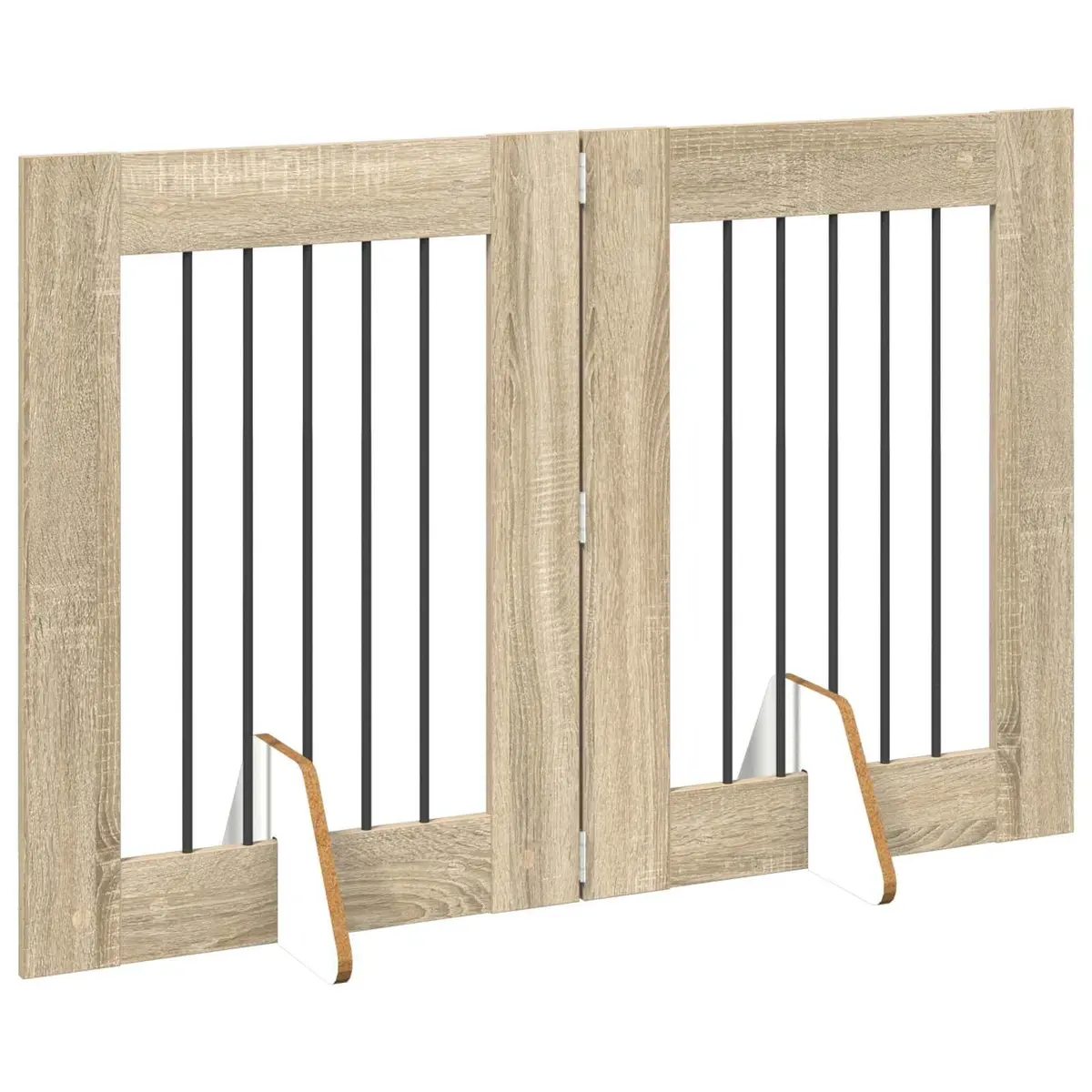 Foldable Dog Gate with Stands Engineered Wood Galvanized Steel 120.5 cm Brown Sonoma Oak 2 pcs Pet Barrier Indoor Fence