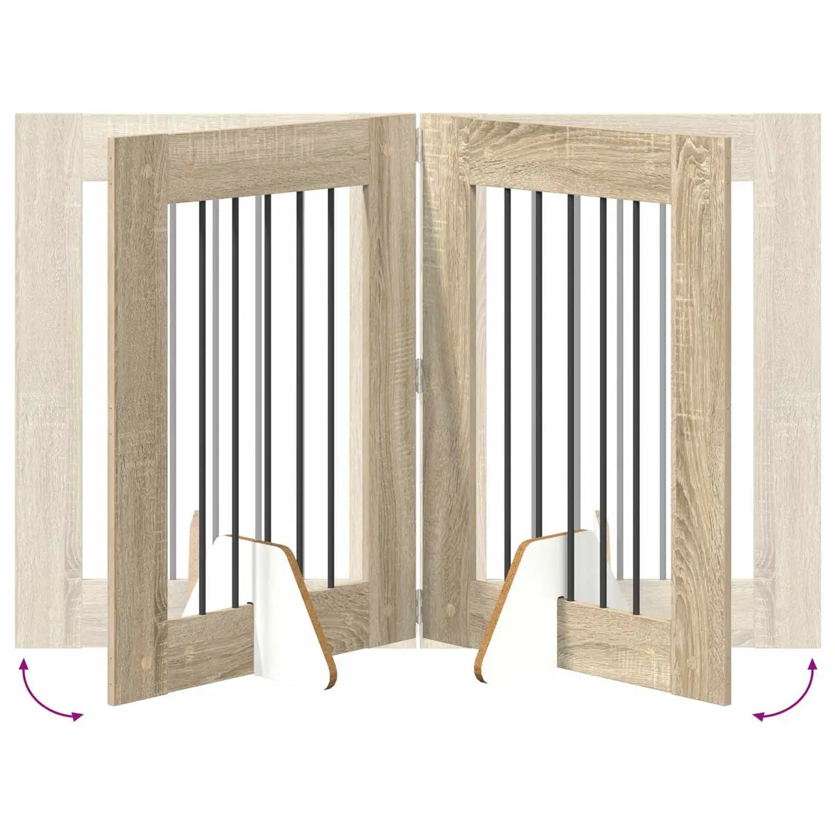 Foldable Dog Gate with Stands Engineered Wood Galvanized Steel 120.5 cm Brown Sonoma Oak 2 pcs Pet Barrier Indoor Fence