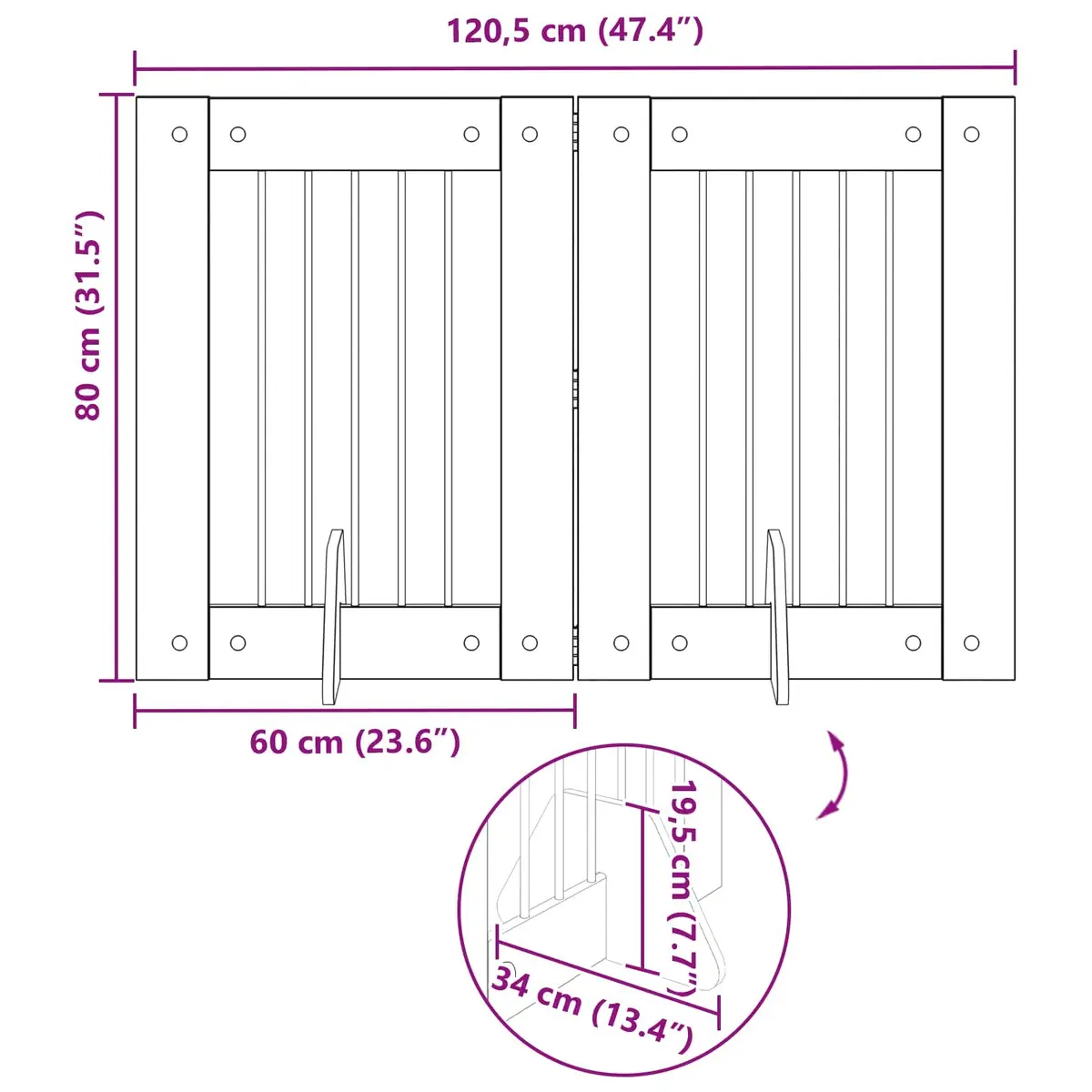 Foldable Dog Gate with Stands Engineered Wood Galvanized Steel 120.5 cm Brown Sonoma Oak 2 pcs Pet Barrier Indoor Fence