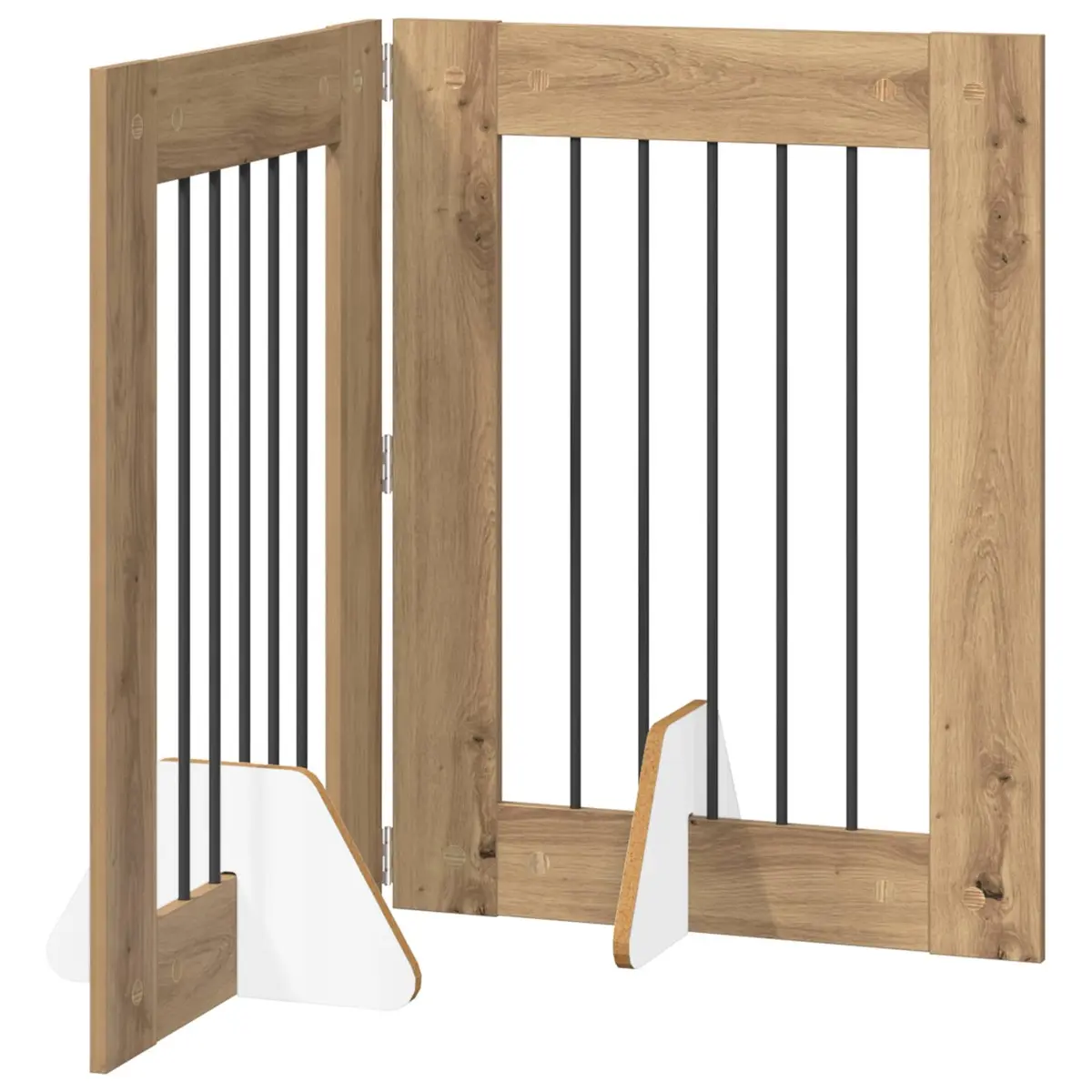 Dog Gate Pet Fence 2 Piece Galvanised Steel Brown 120.5cm Indoor Foldable Safety Barrier
