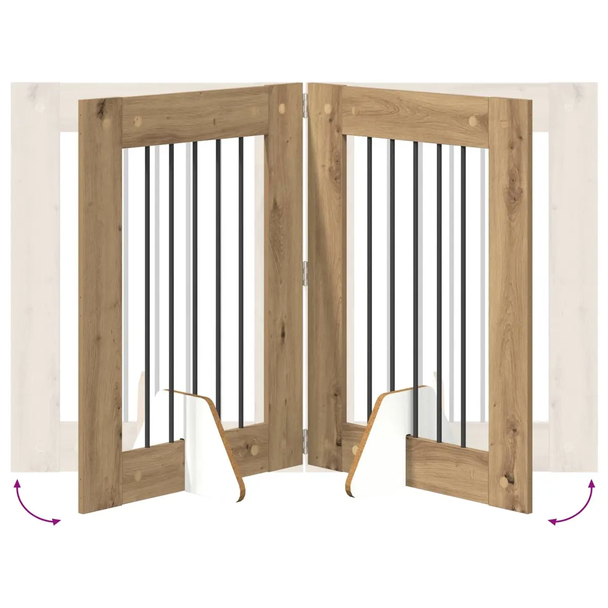 Dog Gate Pet Fence 2 Piece Galvanised Steel Brown 120.5cm Indoor Foldable Safety Barrier
