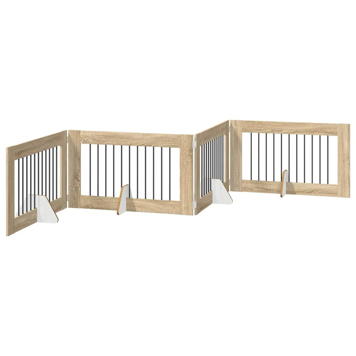 Foldable Dog Gate Metal 4 Piece Brown Galvanised Steel Indoor Portable
