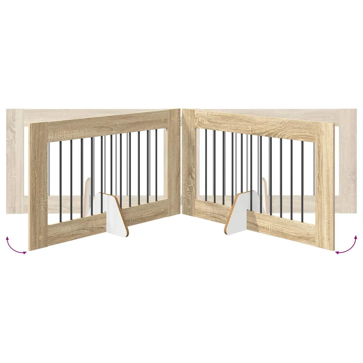 Foldable Dog Gate Metal 4 Piece Brown Galvanised Steel Indoor Portable