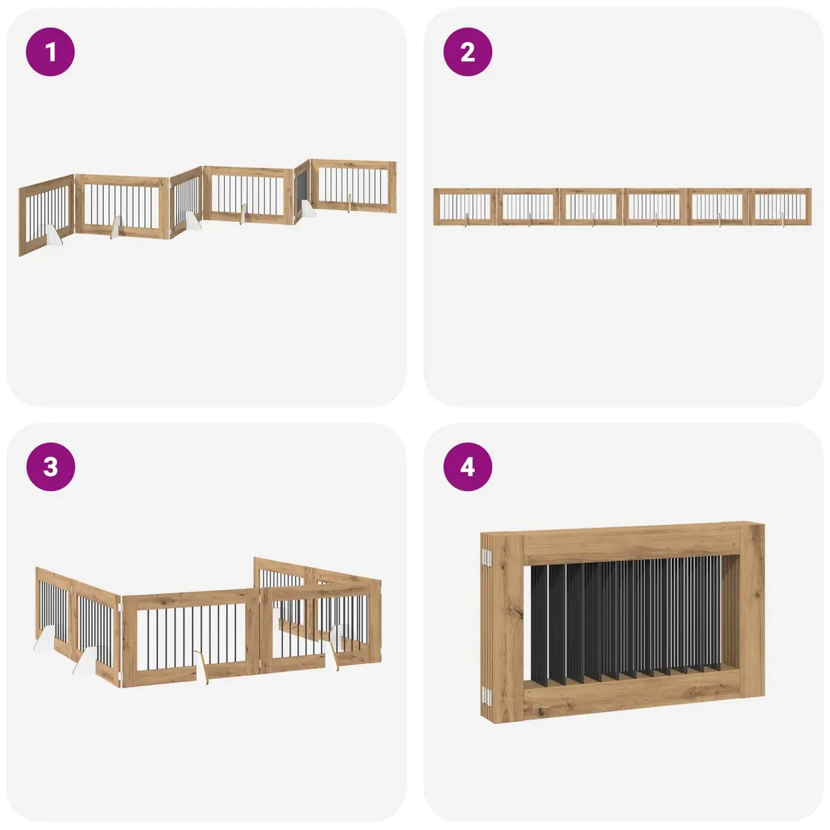 Brown Dog Gate with 6 Panels for Home Use