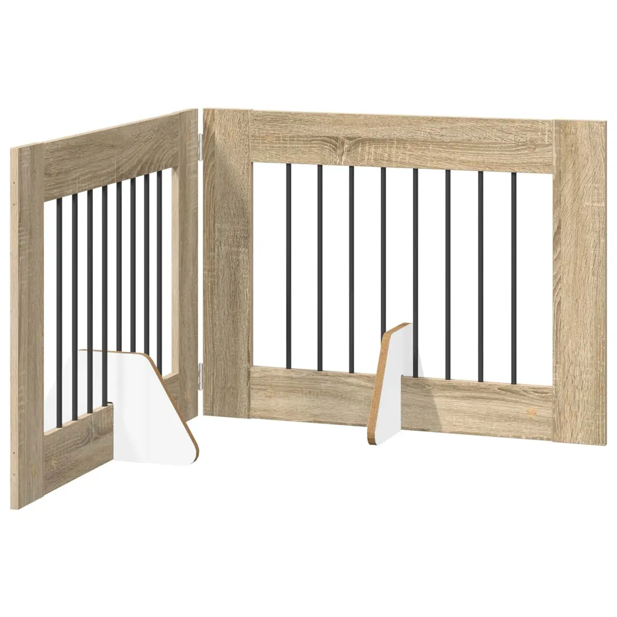 Foldable Dog Gate Galvanised Steel 160.5 cm Brown 2 pcs