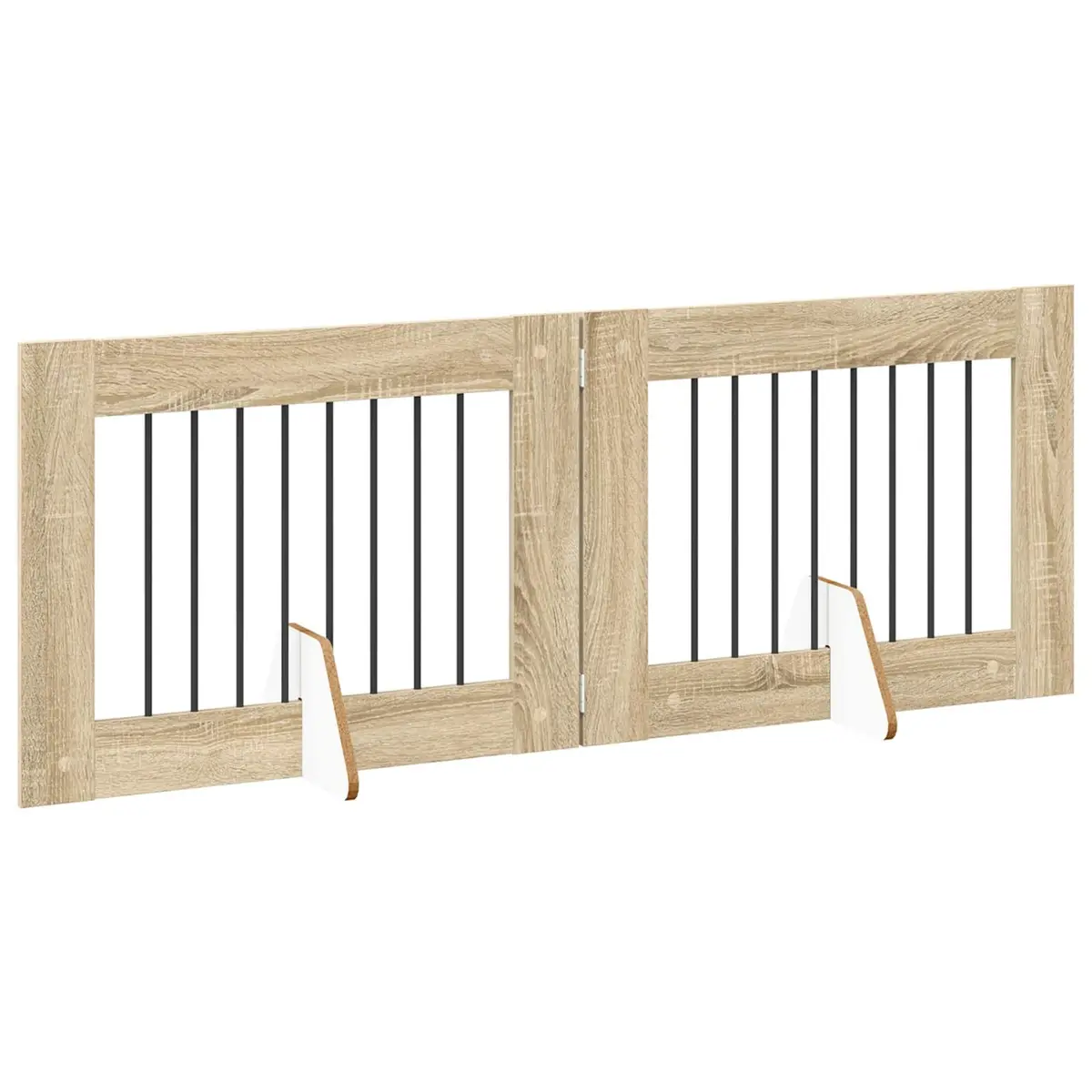 Foldable Dog Gate Galvanised Steel 160.5 cm Brown 2 pcs