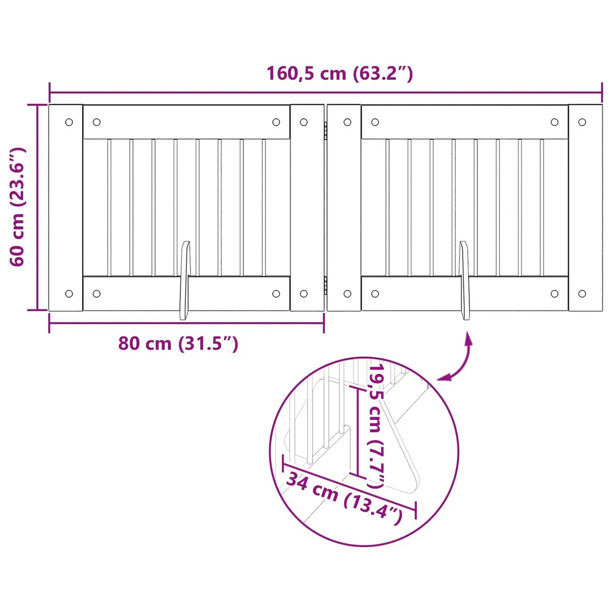 Foldable Dog Gate Galvanised Steel 160.5 cm Brown 2 pcs