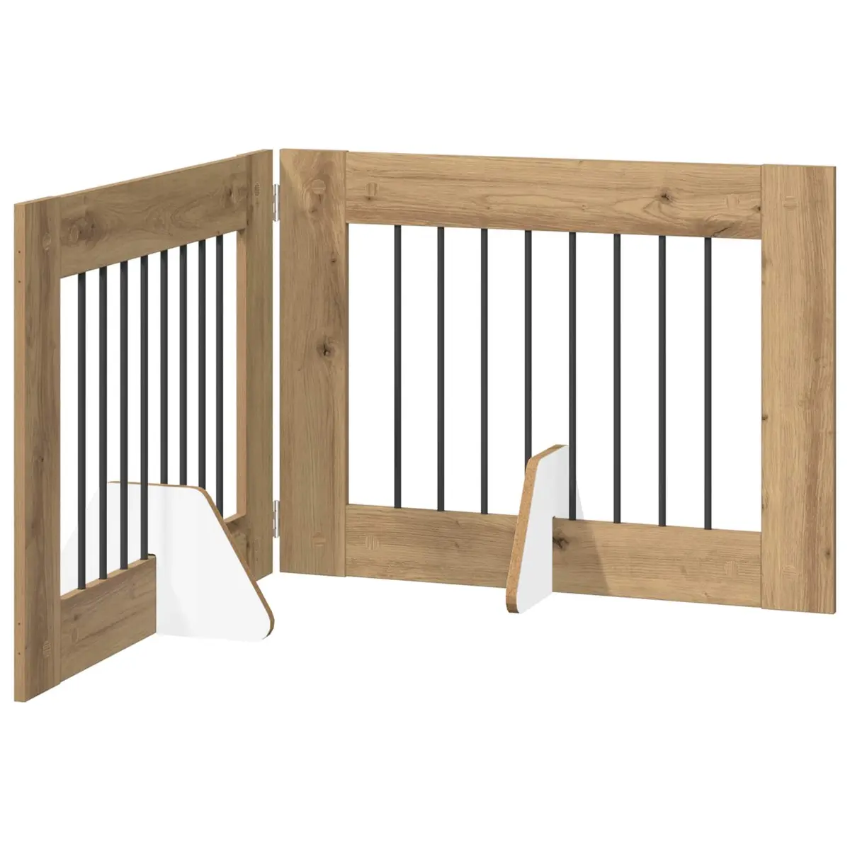Foldable Dog Gate with Stands 2 pcs Brown 160.5 cm Indoor Pet Fence Portable