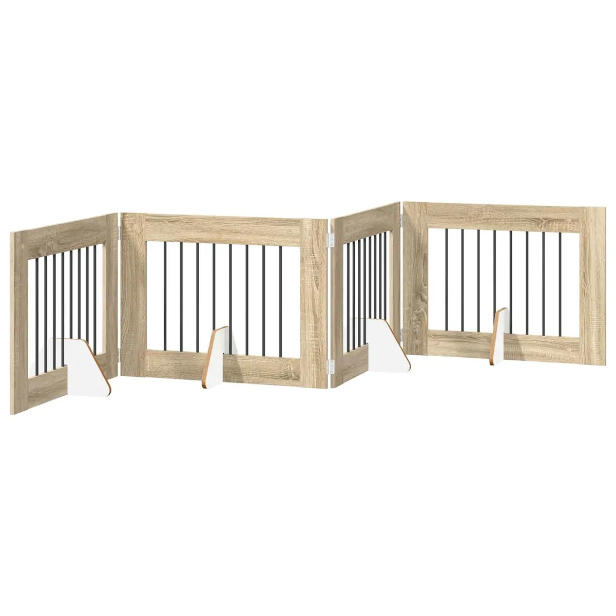 Foldable Dog Gate Freestanding Engineered Wood and Galvanized Steel 321cm Sonoma Oak