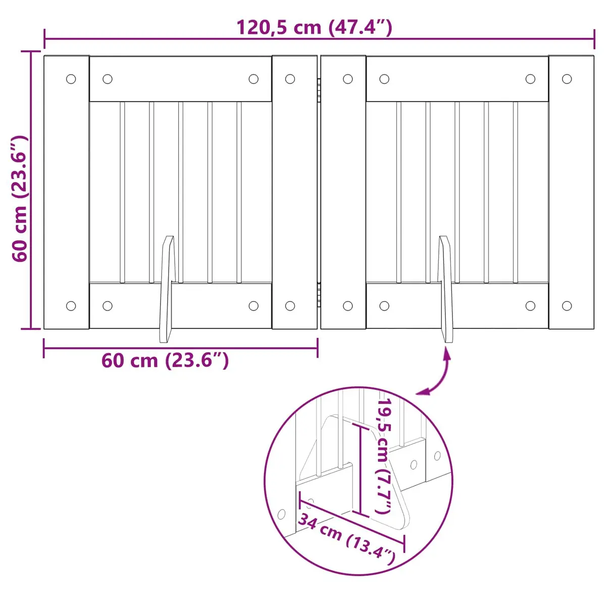 Foldable Dog Gate 120.5cm for Indoor Use