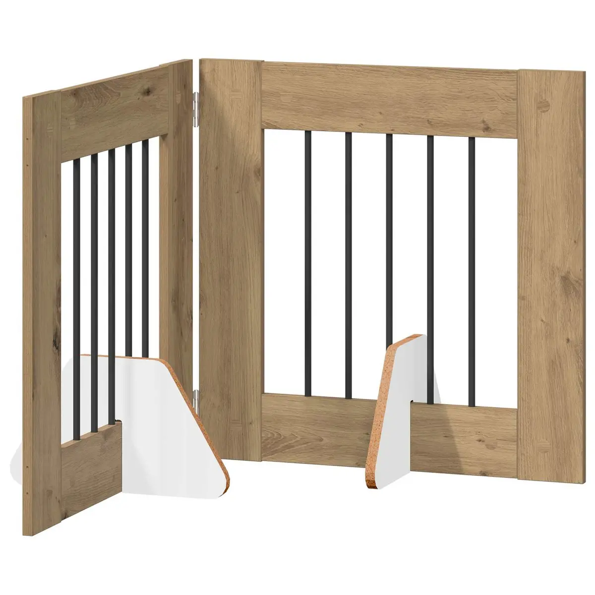 Foldable Dog Gate Metal 120.5cm Brown Portable Pet Fence Indoor