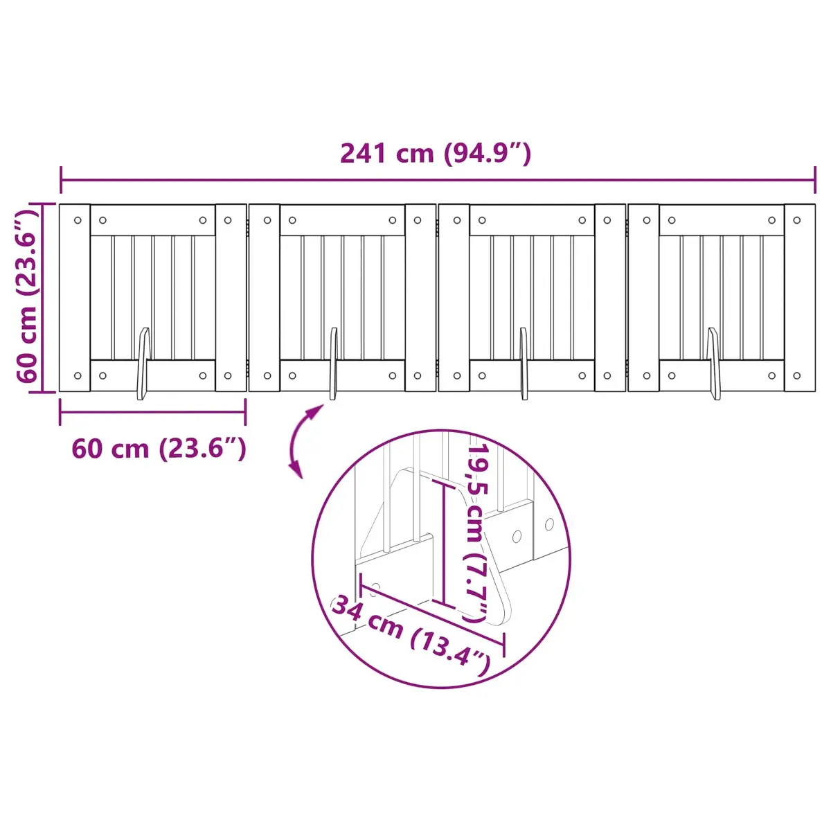 Foldable Dog Gate Freestanding Engineered Wood and Galvanized Steel 241 cm Sonoma Oak 4 Piece Indoor Pet Barrier