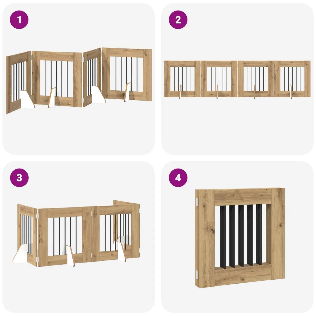 4-Panel Foldable Dog Gate for Home Use