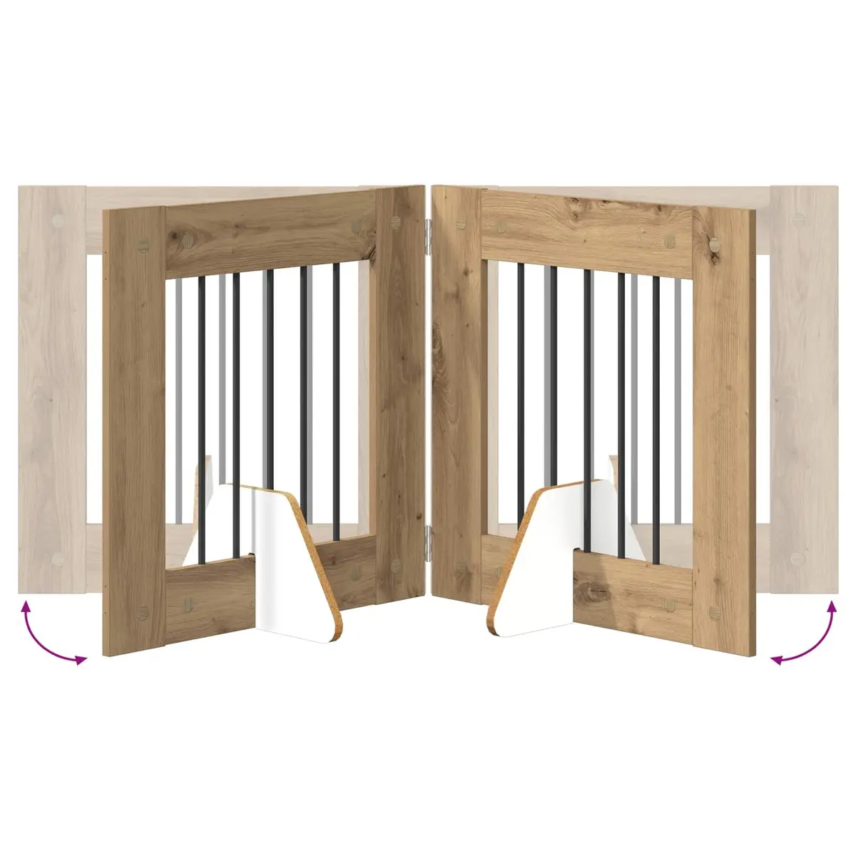 Foldable Dog Gate Indoor Pet Barrier Fence 362cm Brown Engineered Wood Galvanized Steel