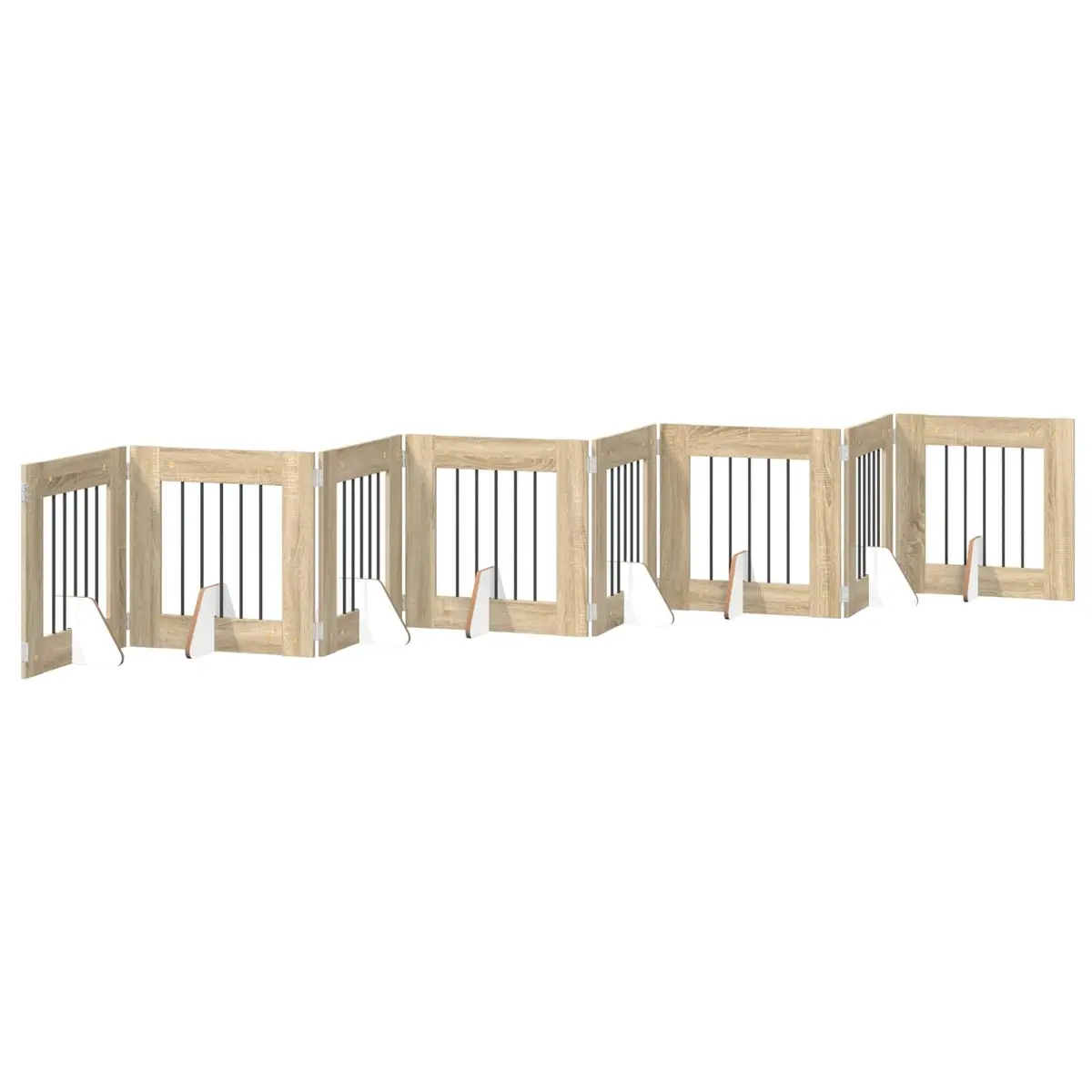 Foldable Dog Gate with Stands 8 Panels Sonoma Oak 60cm Indoor Pet Barrier Fence