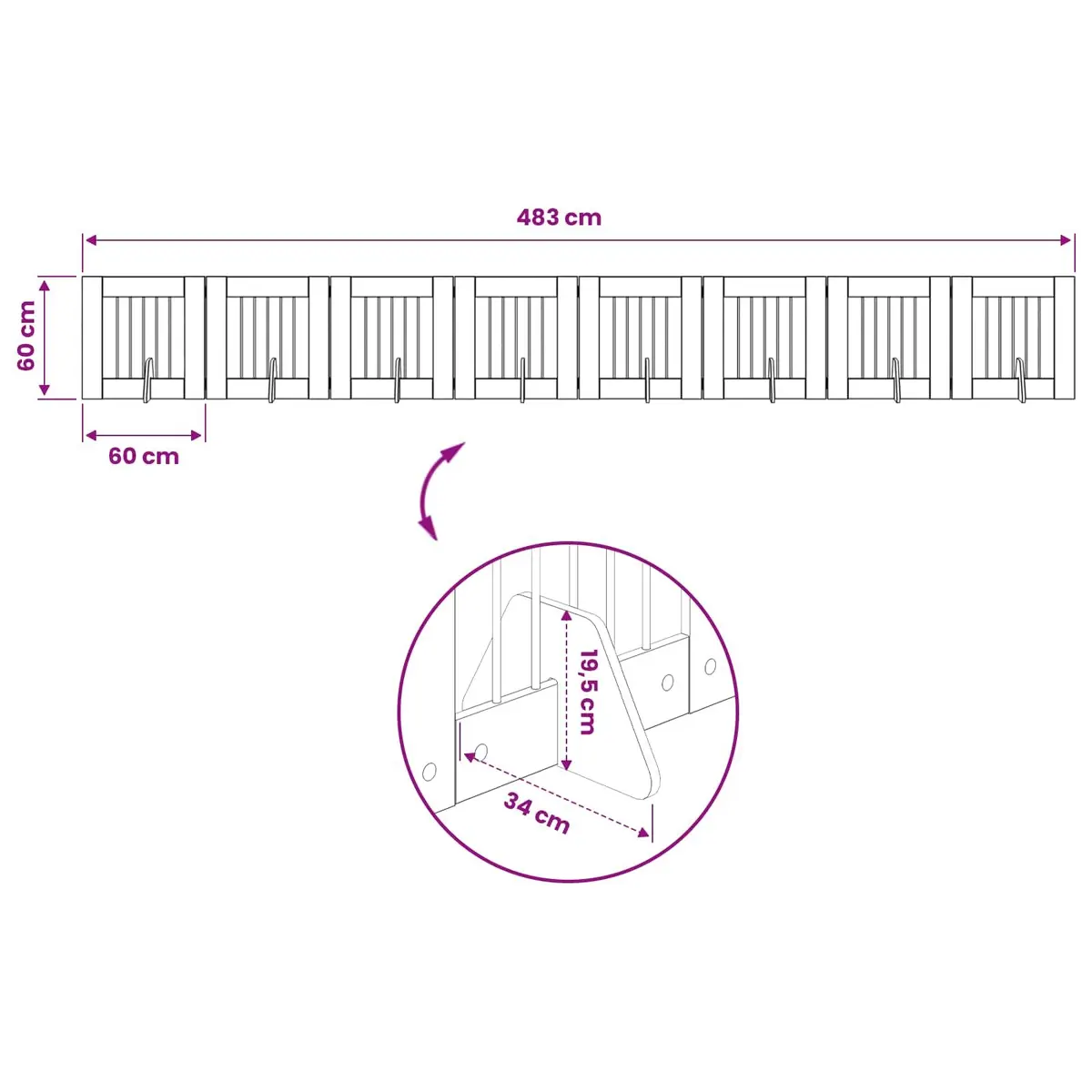 Foldable Dog Gate with Stands 8 Panels Sonoma Oak 60cm Indoor Pet Barrier Fence