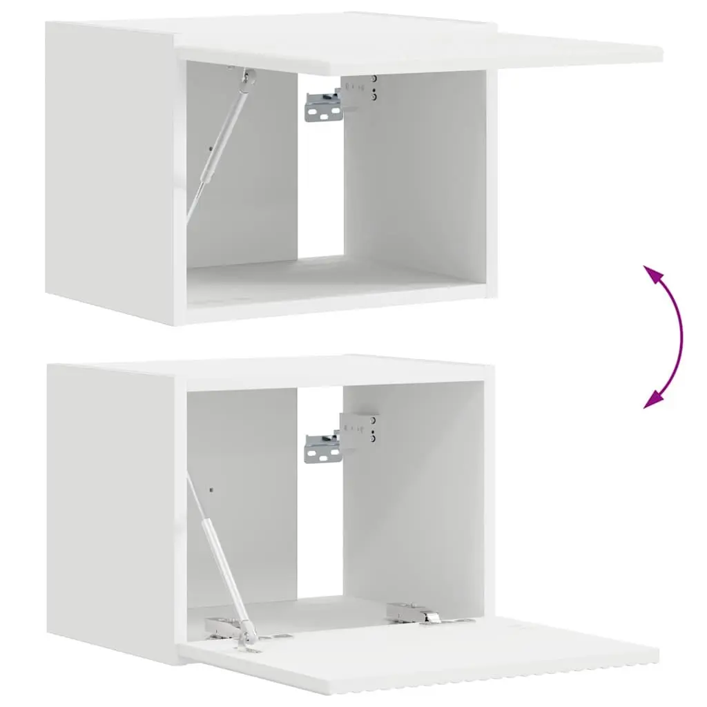 TV Wall Cabinet Engineered Wood 39 x 31 x 29.5 cm White 2 Piece Modern Storage Unit Living Room Media Organiser