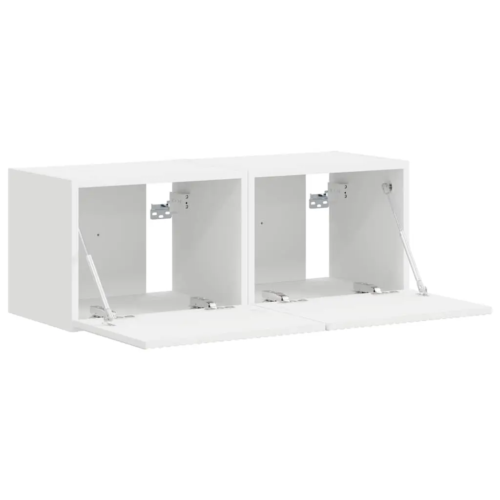 TV Wall Cabinet Engineered Wood 39 x 31 x 29.5 cm White 2 Piece Modern Storage Unit Living Room Media Organiser