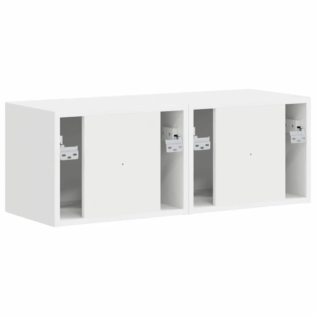 TV Wall Cabinet Engineered Wood 39 x 31 x 29.5 cm White 2 Piece Modern Storage Unit Living Room Media Organiser