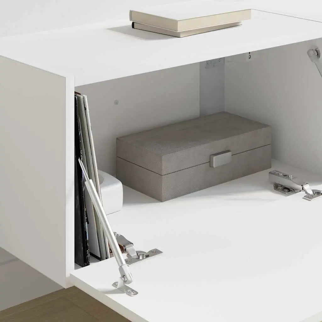 TV Wall Cabinet 2 Pieces White Modern Storage Unit Living Room Furniture