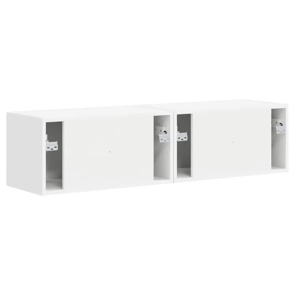 TV Wall Cabinet 2 Pieces White Modern Storage Unit Living Room Furniture