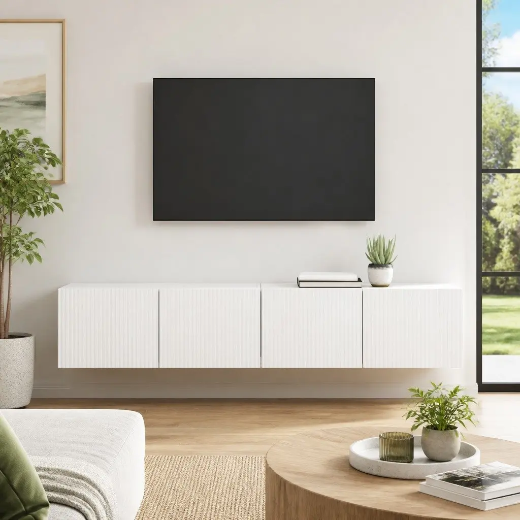TV Wall Cabinet 2 Pieces White Modern Storage Unit 78.5 x 31 x 29.5 cm