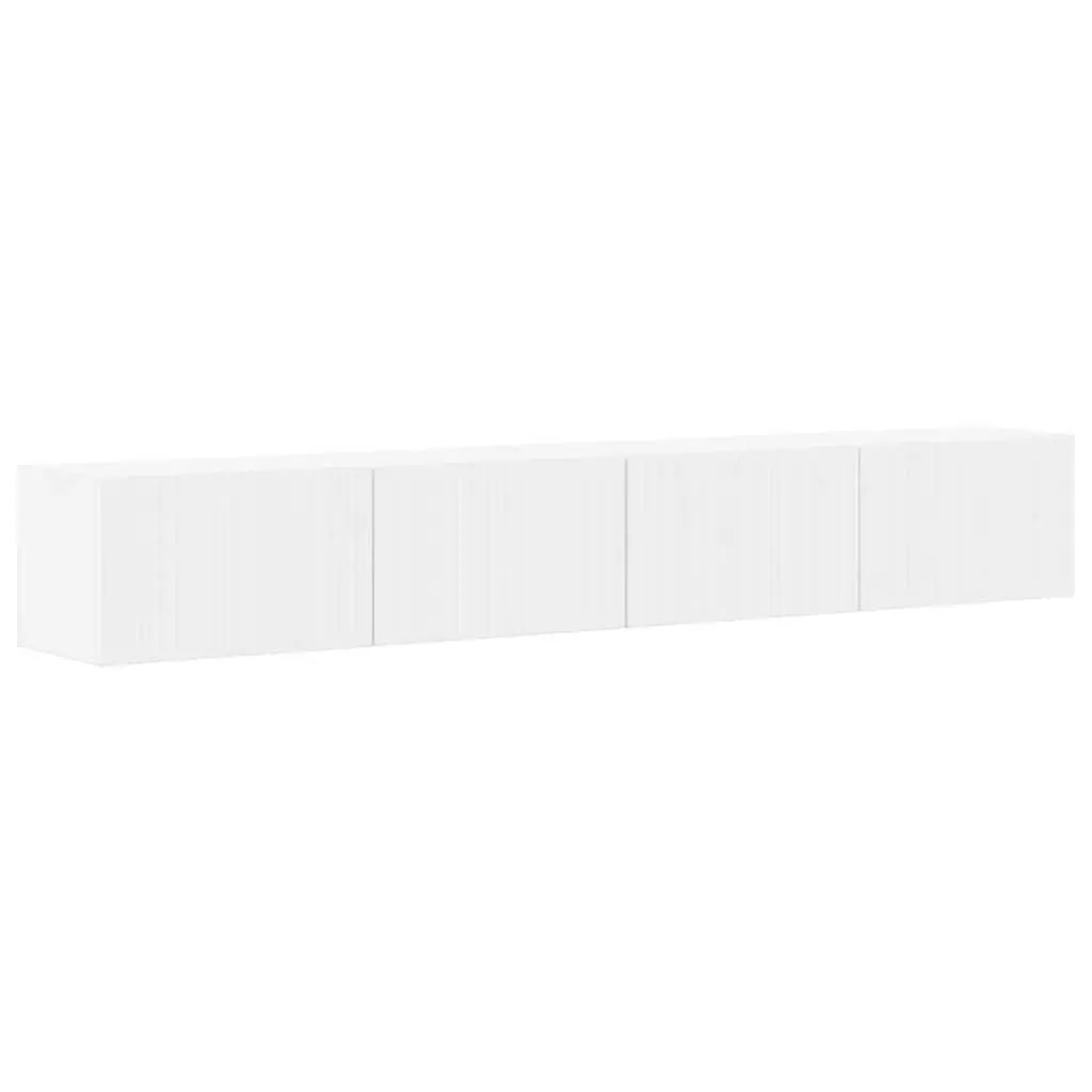 TV Wall Cabinet 2 pcs White Modern Living Room Media Storage Unit 98x31x29.5cm