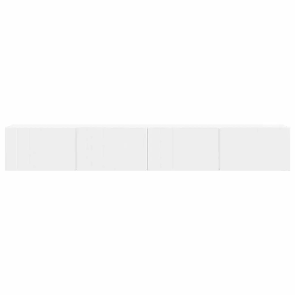 TV Wall Cabinet 2 pcs White Modern Living Room Media Storage Unit 98x31x29.5cm