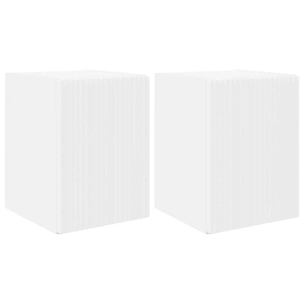 Wall-Mounted TV Cabinet Engineered Wood 30x31x40cm White Set of 2 Modern Storage Unit for Living Room