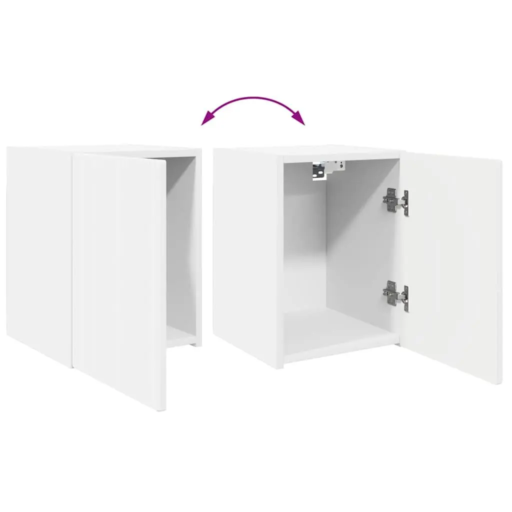 Wall-Mounted TV Cabinet Engineered Wood 30x31x40cm White Set of 2 Modern Storage Unit for Living Room