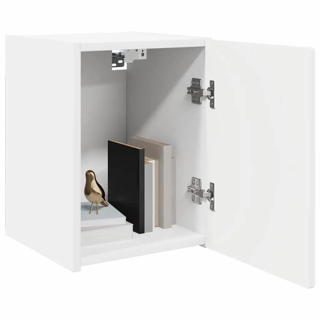 Wall-Mounted TV Cabinet Engineered Wood 30x31x40cm White Set of 2 Modern Storage Unit for Living Room