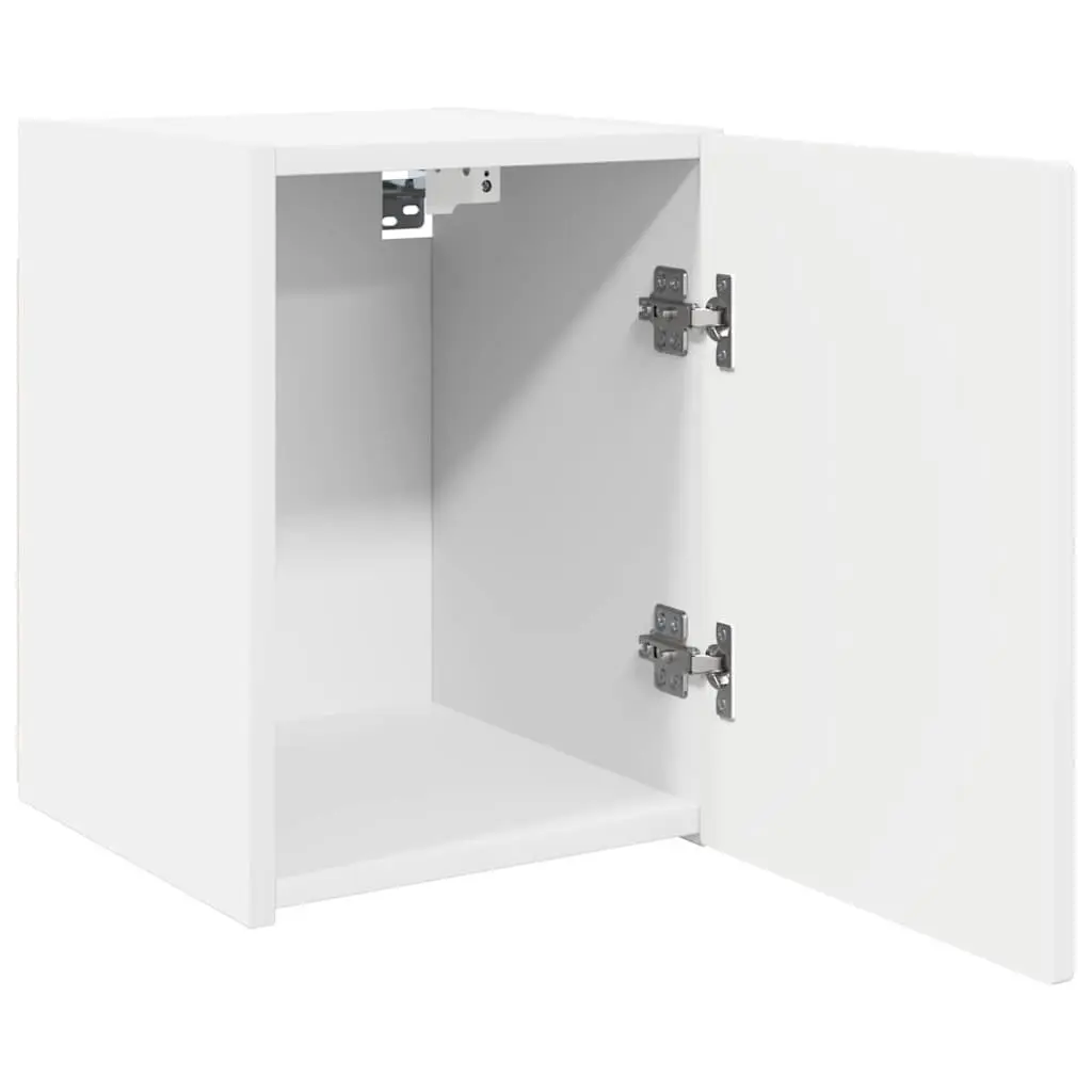 Wall-Mounted TV Cabinet Engineered Wood 30x31x40cm White Set of 2 Modern Storage Unit for Living Room