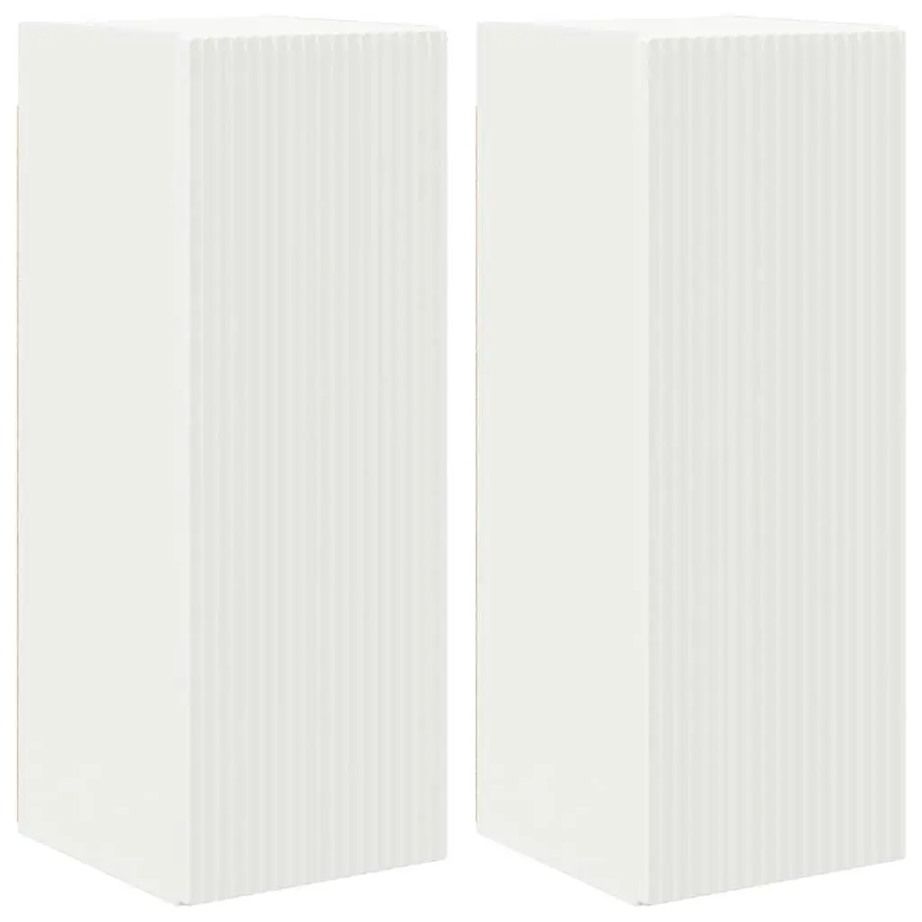 TV Wall Cabinet 2 Pieces White Modern Wall Mount Storage Unit Living Room