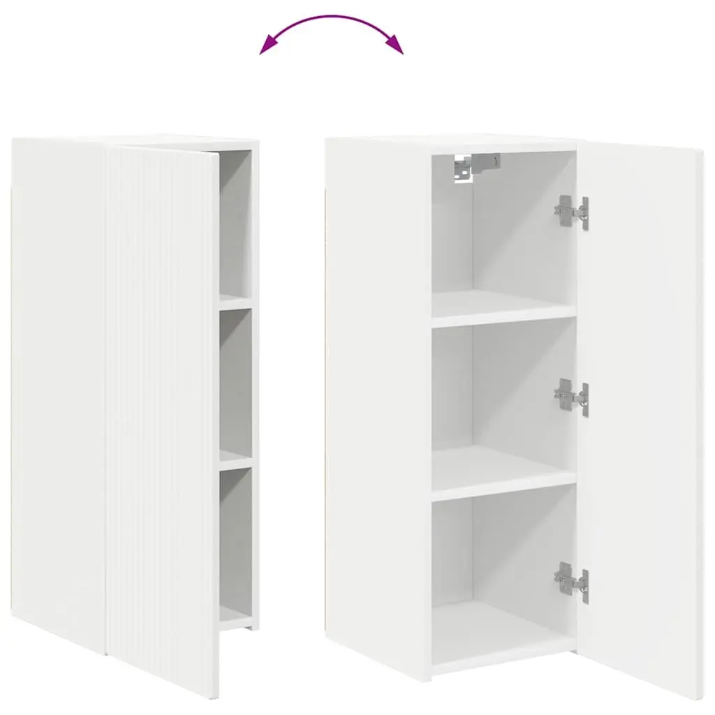 TV Wall Cabinet 2 Pieces White Modern Wall Mount Storage Unit Living Room