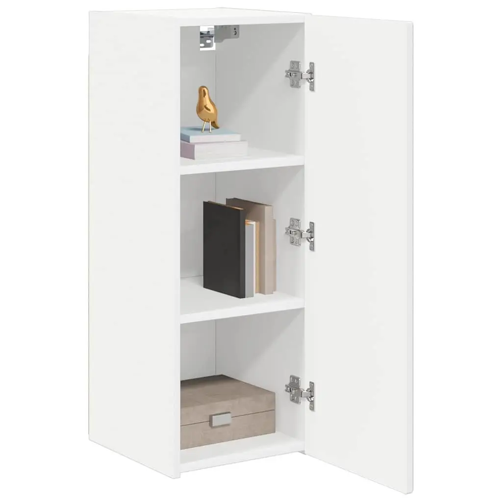 TV Wall Cabinet 2 Pieces White Modern Wall Mount Storage Unit Living Room