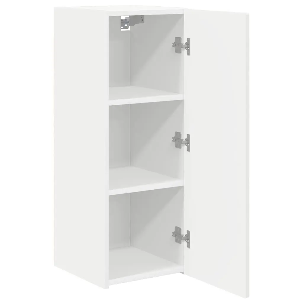 TV Wall Cabinet 2 Pieces White Modern Wall Mount Storage Unit Living Room
