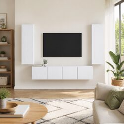 Functional White TV Wall Cabinet Perfect for Small Spaces