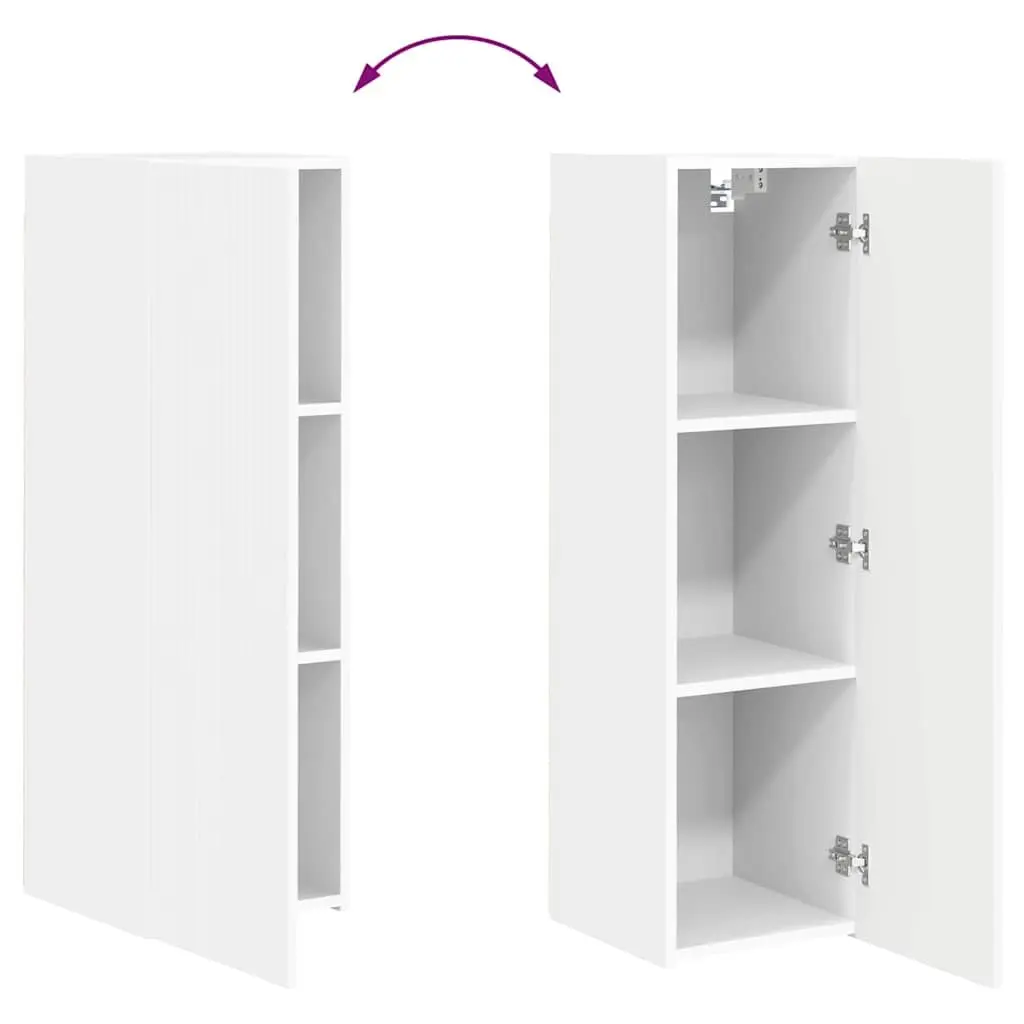 White TV Wall Cabinet 2 Pcs Wall Mounted Storage Unit Modern Living Room
