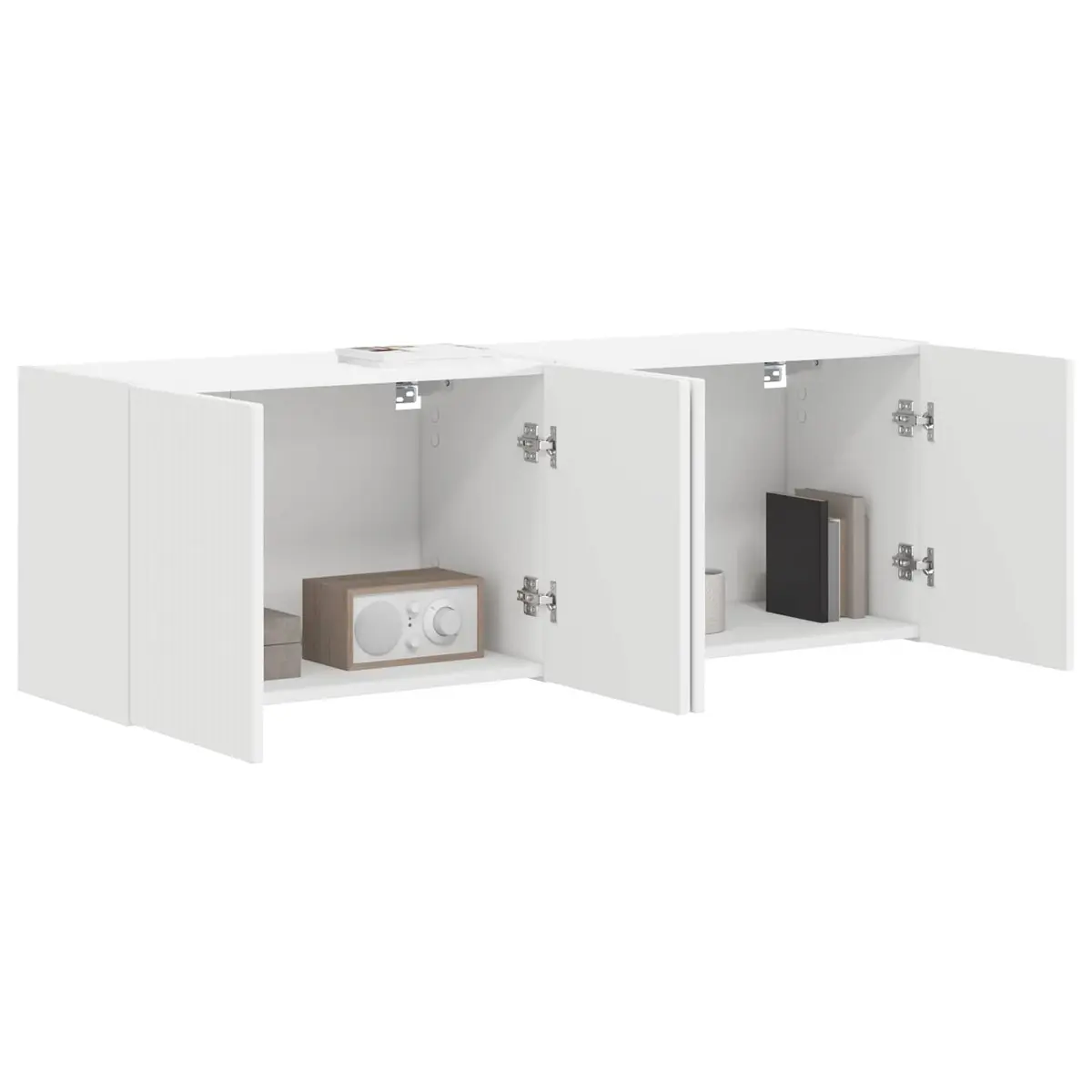 TV Wall Cabinet Engineered Wood 59.5 x 31 x 40 cm White 2 pcs Floating Wall Mounted Storage Unit