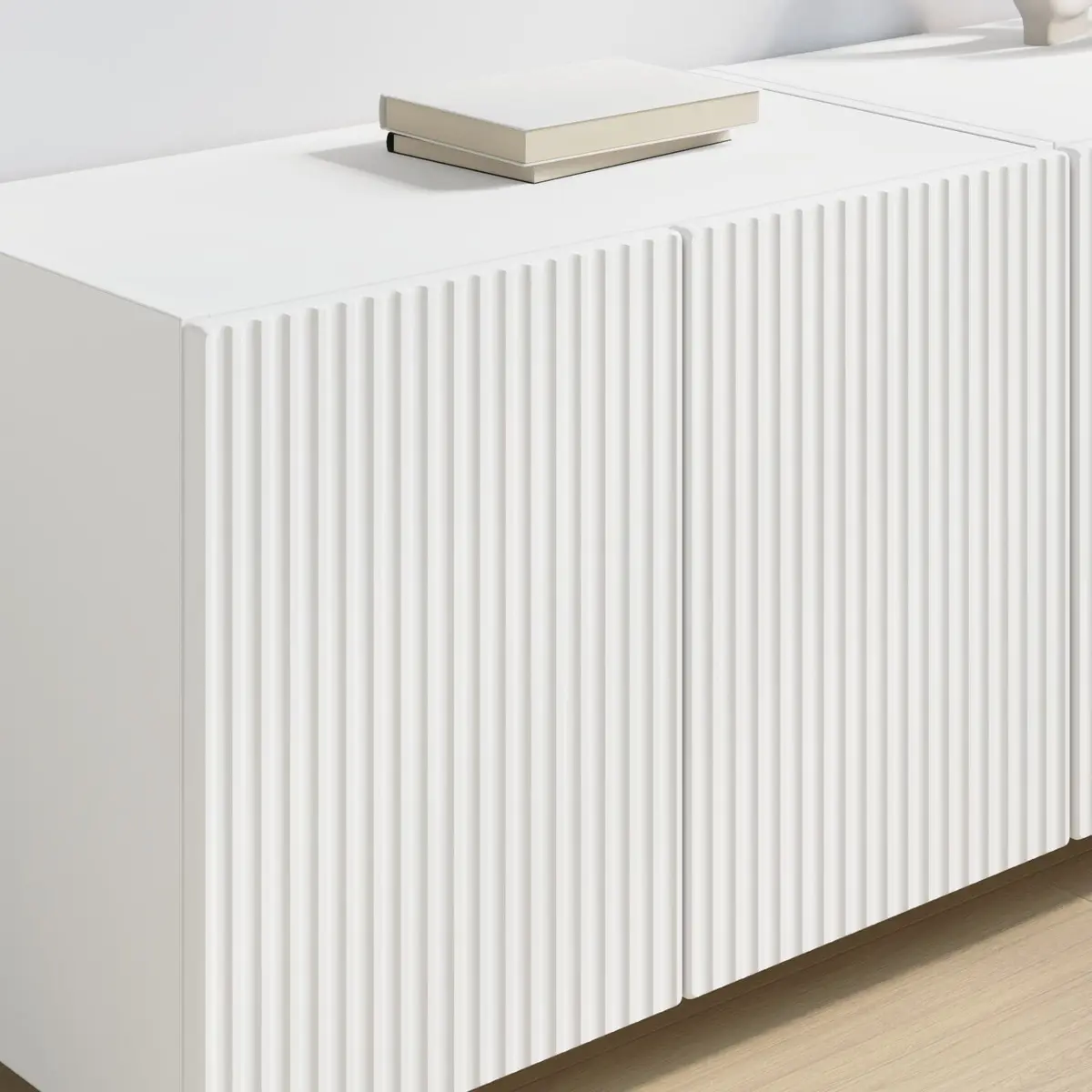 TV Wall Cabinet Engineered Wood 59.5 x 31 x 40 cm White 2 pcs Floating Wall Mounted Storage Unit