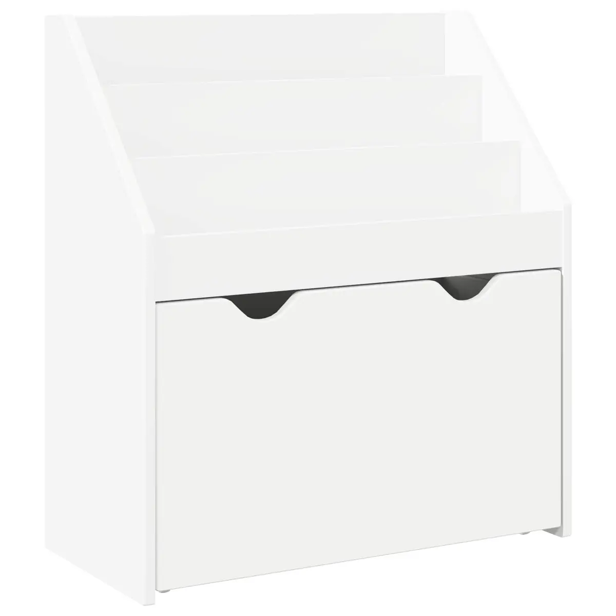 Kids Bookshelf Engineered Wood 60 x 29.5 x 69 cm White Storage Cabinet Shelves Drawers