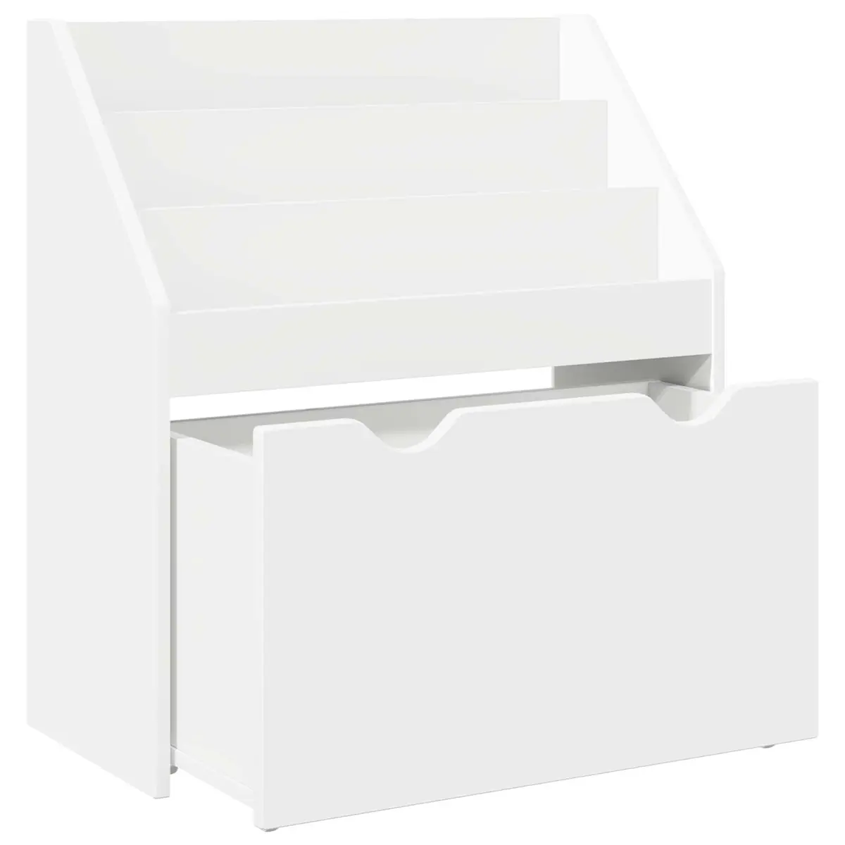 Kids Bookshelf Engineered Wood 60 x 29.5 x 69 cm White Storage Cabinet Shelves Drawers