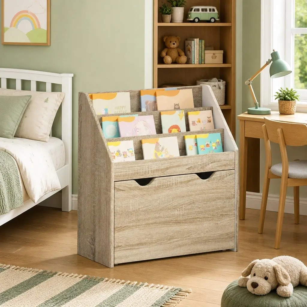 Kids Bookshelf Engineered Wood Free Standing 60 x 29.5 x 69 cm Brown Sonoma Oak