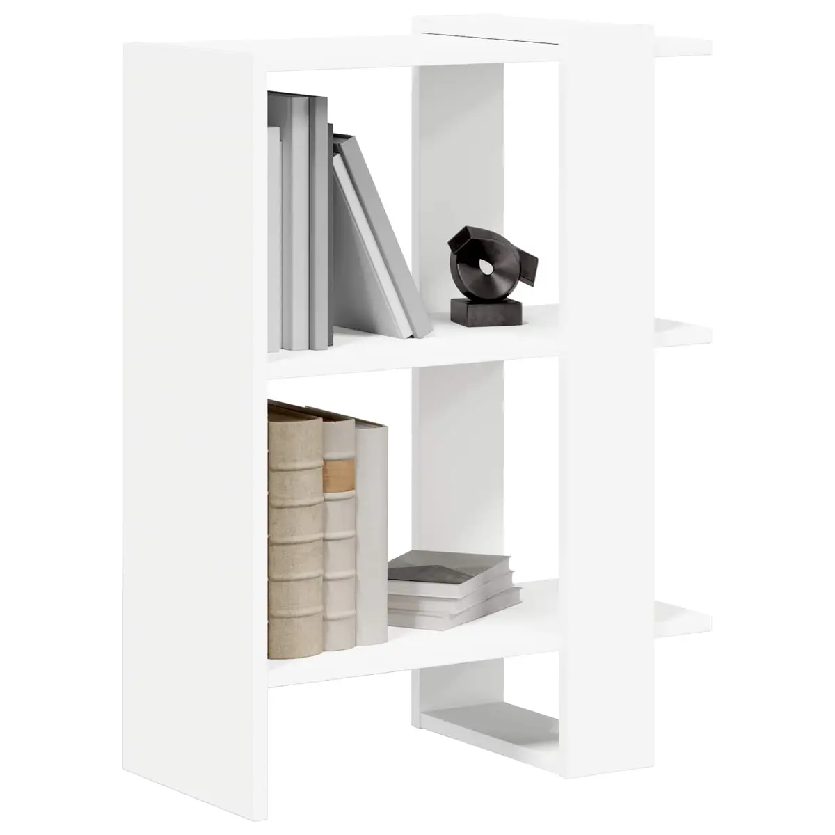 Bookshelf 2-Tier 52 x 25 x 71.5 cm White Bookcase Freestanding Storage Shelf