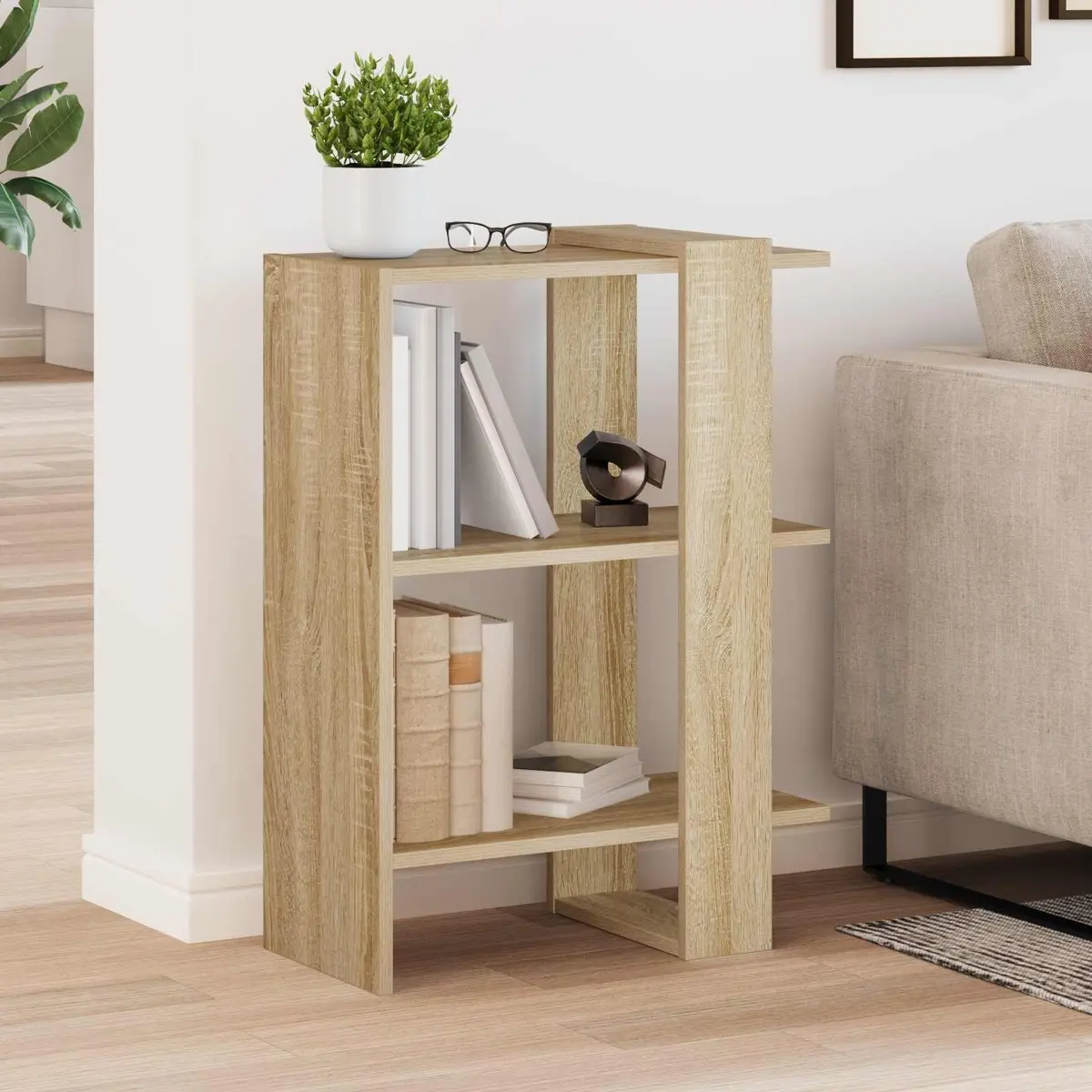 Bookshelf Engineered Wood 52 x 25 x 71.5 cm Brown Freestanding Storage Display Shelves