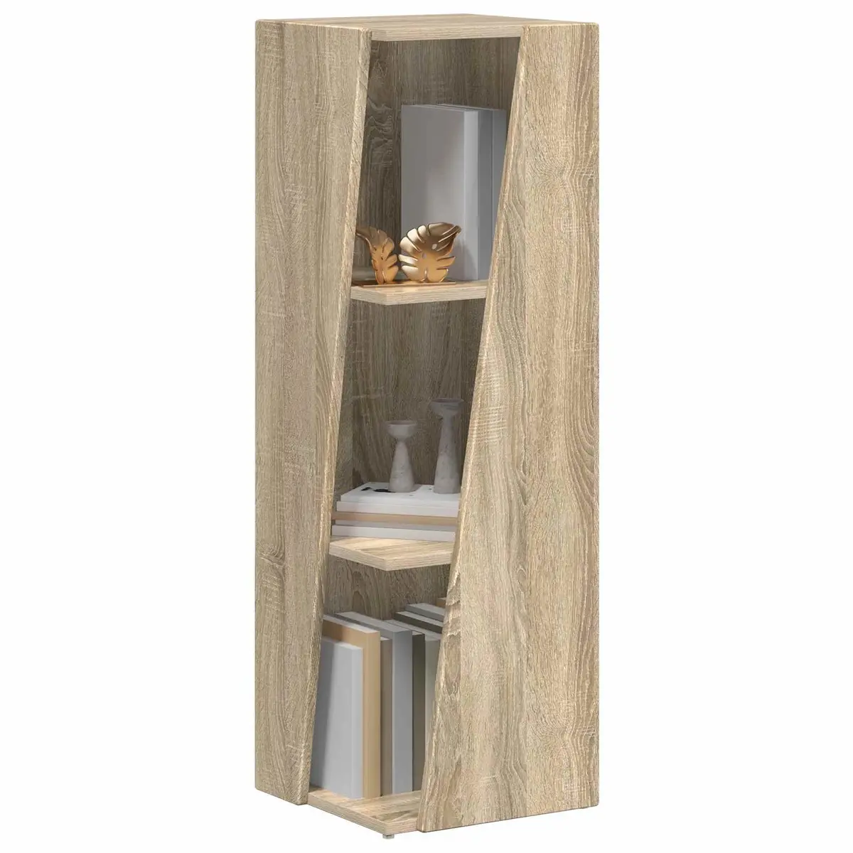 Side Shelf Standing Bookcase Storage Unit Brown Engineered Wood 33 x 32 x 100.5