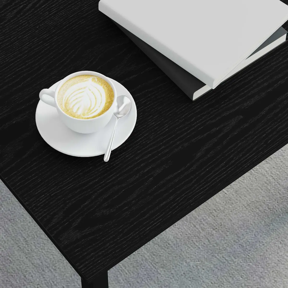 Coffee Table Black Modern Rectangular Living Room Accent Furniture Engineered